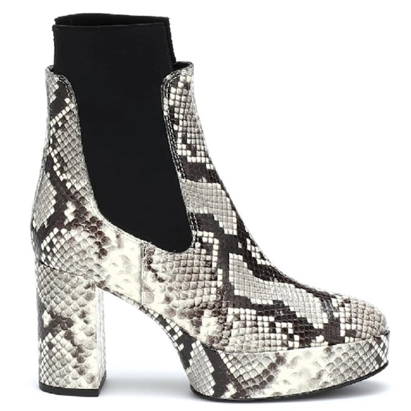 Acne Snakeskin Pattern Heeled Boots - Black and White - Picture 1 of 8